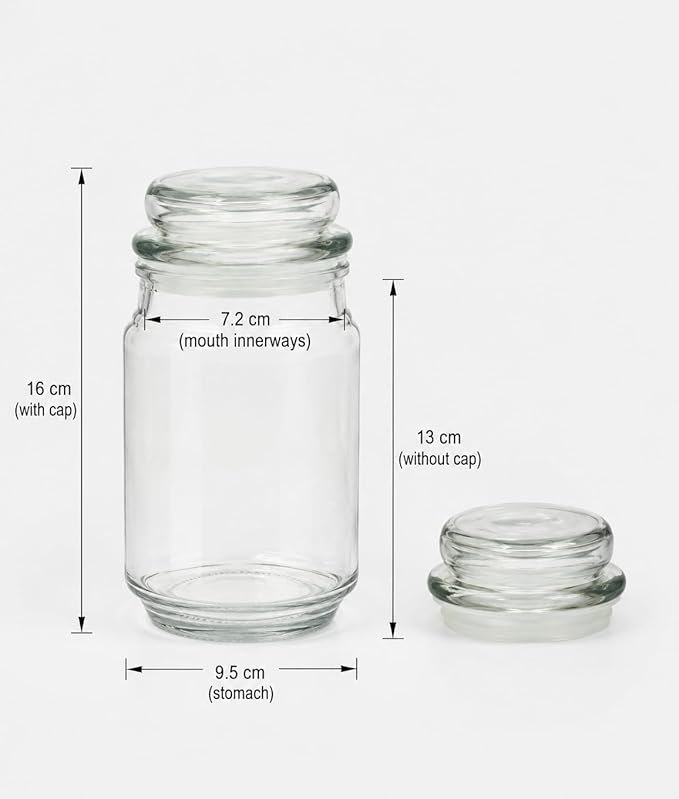 Hero Premium Glass Storage Jar with Airtight Lid, Clear, Set of 2 with Premium Box